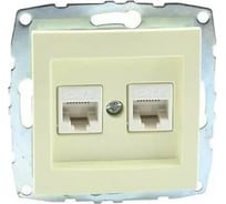 Розетка компьютерная 2-местная MONO ELECTRIC L / D Механизм (2хRj45 Cat 6) Кремовая 500-001705-126