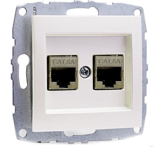 Розетка компьютерная 2-местная MONO ELECTRIC L / D Механизм (2хRj45 Cat 6) Слоновая Кость 500-000105-126 1