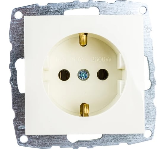 Розетка MONO ELECTRIC L / D Механизм с заземлением, с защитой для детей, (керамика) Кремовая 500-001708-119