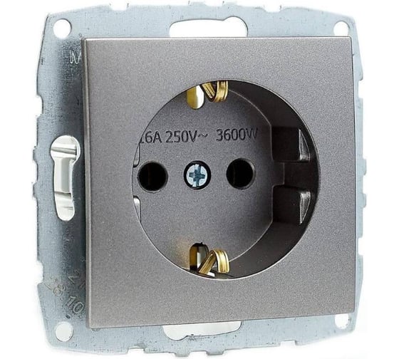 Розетка MONO ELECTRIC L / D Механизм с заземлением, Антрацит 500-002421-117