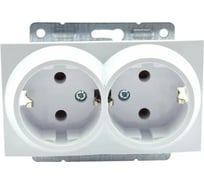 Розетка 2-местная MONO ELECTRIC L / D Механизмс заземлением, Белая 500-001904-120