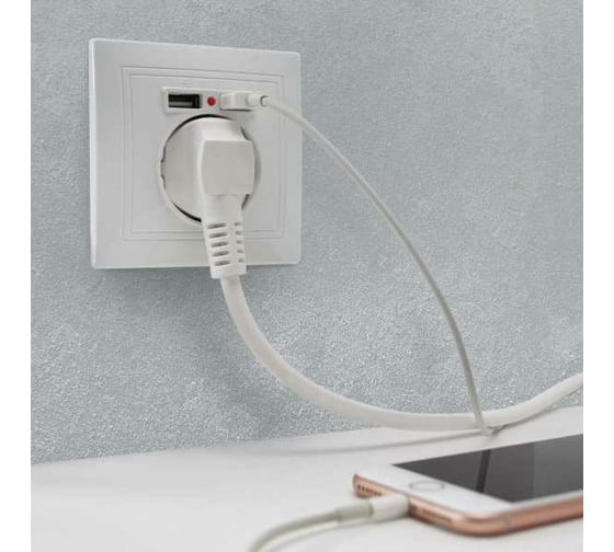 Розетка Jilion 1 гнездо с заземлением с USB, белый 9533166