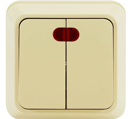 Двухклавишный выключатель Jilion с подсветкой бежевый 9533417