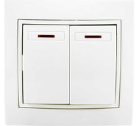 Двухклавишный выключатель Jilion с подсветкой белый 9533144