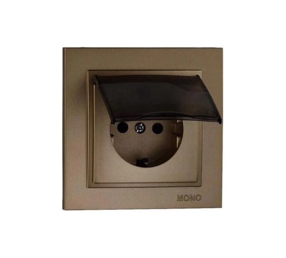 Розетка MONO ELECTRIC Despına с заземлением, с крышкой (керамика) Бронза 102-232308-118