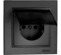 Розетка MONO ELECTRIC Despına с заземлением, с крышкой (керамика) Графит 102-202008-118