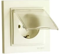 Розетка MONO ELECTRIC Despına с заземлением, с крышкой (керамика) Кремовая 102-170008-118
