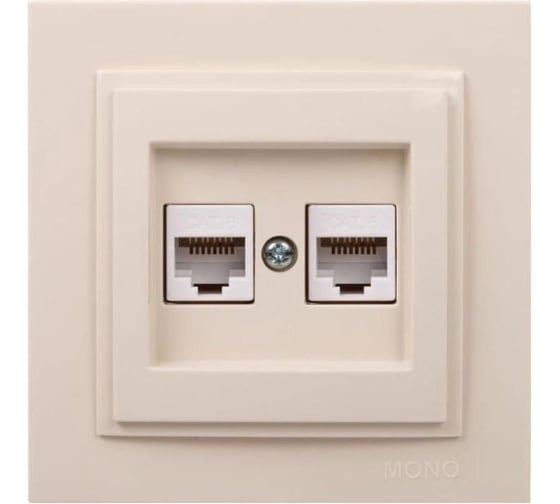Розетка компьютерная 2-местная MONO ELECTRIC Despına (2хRj45 Cat 6) Кремовая 102-170005-126