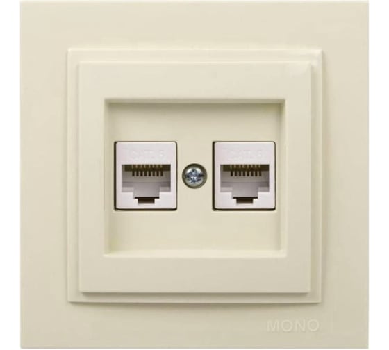 Розетка компьютерная 2-местная MONO ELECTRIC Despına (2хRj45 Cat 6) Слоновая Кость 102-010005-126 1