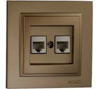 Розетка компьютерная 2-местная MONO ELECTRIC Despına (2хRj45 Cat 6) Бронза 102-232305-126