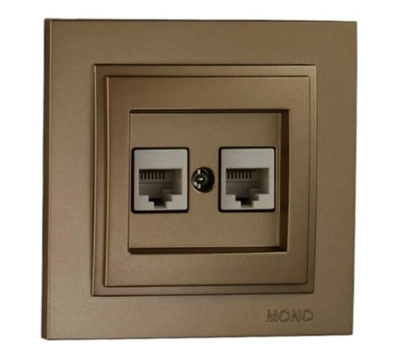 Розетка компьютерная 2-местная MONO ELECTRIC Despına (2хRj45 Cat 6) Бронза 102-232305-126