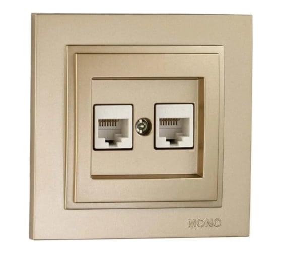 Розетка компьютерная 2-местная MONO ELECTRIC Despina (2хRj45 Cat 6) Титан 102-222205-126