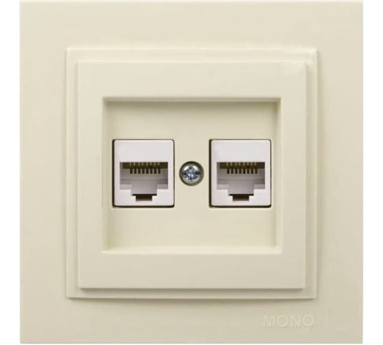 Розетка 2-местная MONO ELECTRIC Despına Компьютерное гнездо Слоновая Кость 102-010005-151