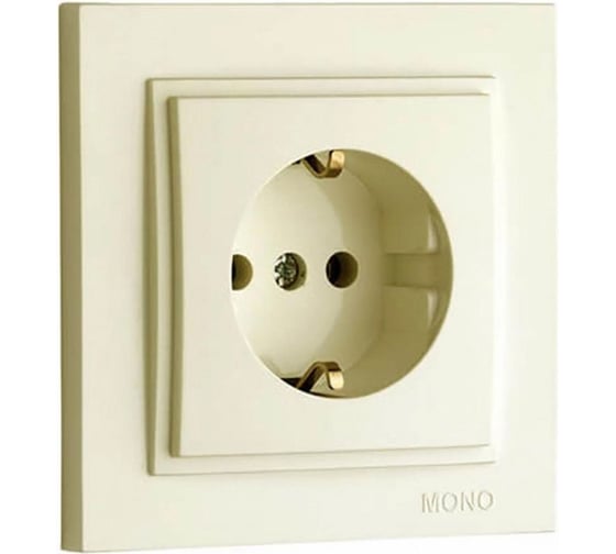 Розетка MONO ELECTRIC Despına с заземлением, с защитой для детей, Кремовая 102-170021-119 1