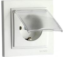 Розетка MONO ELECTRIC Despına с крышкой и защитными шторками Белая 102-190021-158