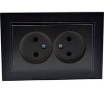 2-я розетка MONO ELECTRIC Despına без заземления, керамика, Графит 102-202011-121