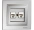 Розетка компьютерная+телефонная MONO ELECTRIC Despına Цифровая (Rj45 Cat 6, Rj11 Cat3) Серебро 102-212105-132 1