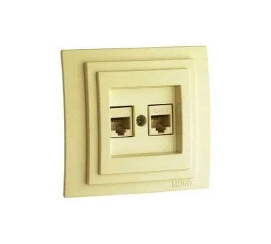 Розетка компьютерная+телефонная MONO ELECTRIC Larıssa Цифровая (Rj45 Cat 6, Rj11 Cat3) Кремовая 103-171705-132