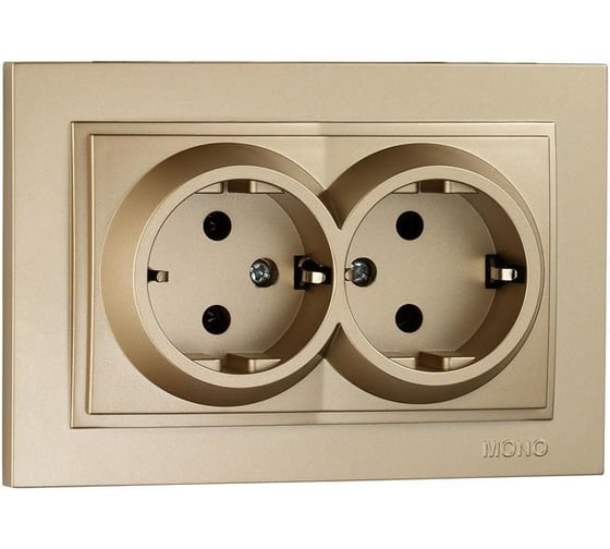 2-я розетка MONO ELECTRIC Despına с заземлением, керамика, Титан 102-222210-120 1