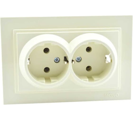 2-я розетка MONO ELECTRIC Despına с заземлением, керамика, Кремовая 102-170010-120 1