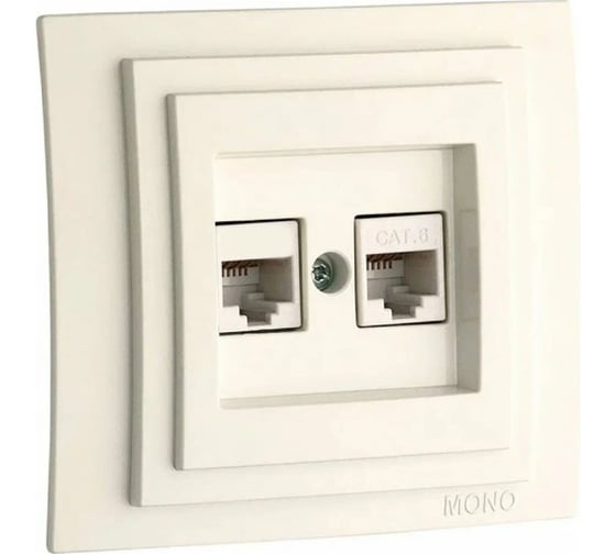 Розетка компьютерная 2-местная MONO ELECTRIC Larıssa (2хRj45 Cat 6) Слоновая Кость 103-010105-126 1
