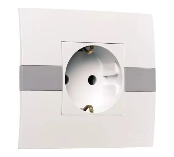 Розетка MONO ELECTRIC Eco, с заземлением, с защитой для детей, Белый/Серый 101-010207-119 1