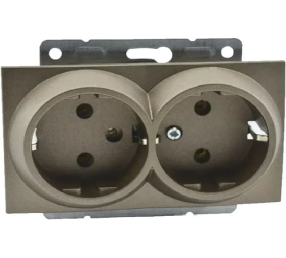 Механизм 2-ой розетки MONO ELECTRIC L / D с заземлением, керамика, Бронза 500-002310-120 1
