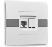 Розетка компьютерная MONO ELECTRIC Eco (Rj45 Cat 6) Белый/Серый 101-010204-125