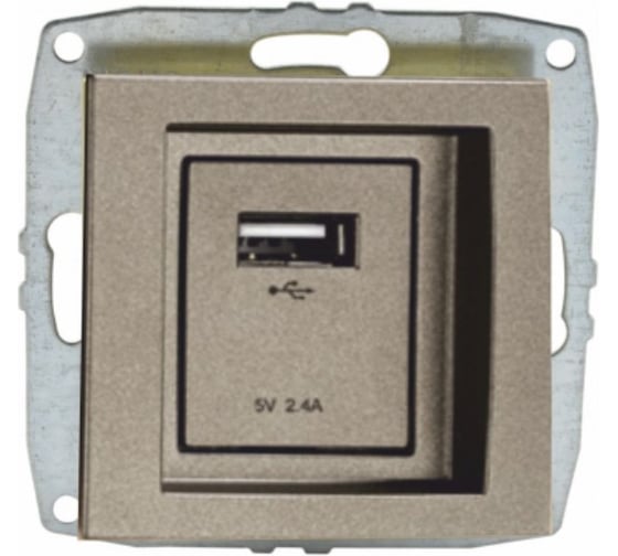 Розетка c USB зарядкой MONO ELECTRIC L / D Механизм Бронза 500-002305-177 1