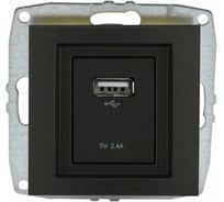 Розетка c USB зарядкой MONO ELECTRIC L/D Механизм, Графит 500-002005-177