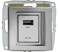 Розетка c USB зарядкой MONO ELECTRIC L / D Механизм Серебро 500-002105-177