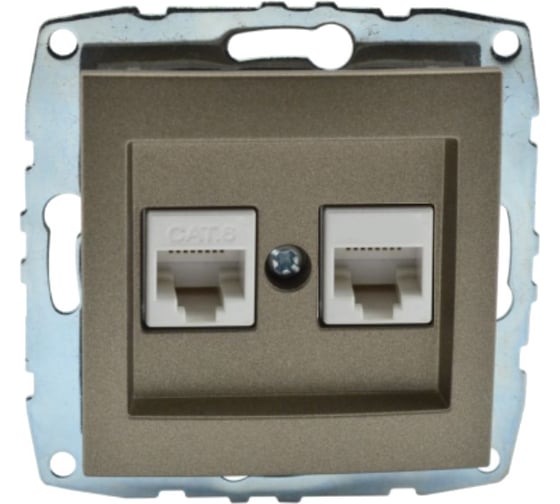 Розетка цифровая MONO ELECTRIC L / D Механизм компьютерная+телефонная (Rj45 Cat 6, Rj11 Cat3) Бронза 500-002305-132 1