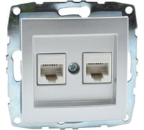 Розетка цифровая MONO ELECTRIC L / D Механизм компьютерная+телефонная (Rj45 Cat 6, Rj11 Cat3) Серебро 500-002105-132