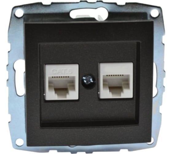 Розетка цифровая MONO ELECTRIC L / D Механизм компьютерная+телефонная (Rj45 Cat 6, Rj11 Cat3) Графит 500-002005-132