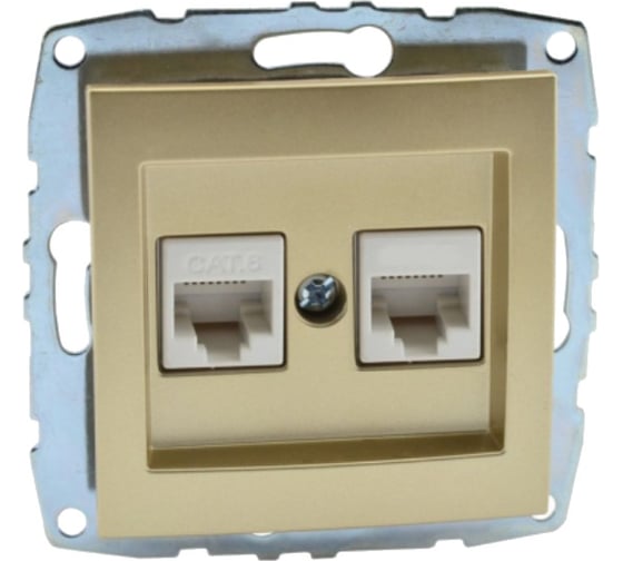 Розетка цифровая MONO ELECTRIC L / D Механизм компьютерная+телефонная (Rj45 Cat 6, Rj11 Cat3) Титан 500-002205-132 1