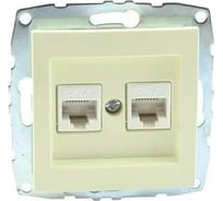 Розетка цифровая MONO ELECTRIC L / D Механизм компьютерная+телефонная (Rj45 Cat 6, Rj11 Cat3) Кремовая 500-001705-132