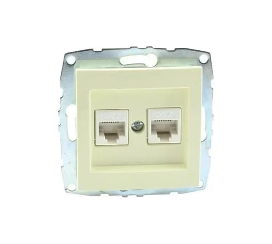 Розетка цифровая MONO ELECTRIC L / D Механизм компьютерная+телефонная (Rj45 Cat 6, Rj11 Cat3) Кремовая 500-001705-132