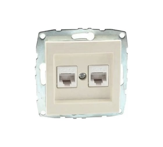 Розетка цифровая MONO ELECTRIC L / D Механизм компьютерная+телефонная (Rj45 Cat 6, Rj11 Cat3) Слоновая Кость 500-000105-132 1