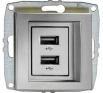 Розетка USB -зарядка Mono Electric 2-гнезда L/D механизм серебро 500-002105-178
