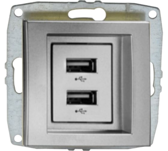 Розетка USB -зарядка Mono Electric 2-гнезда L/D механизм серебро 500-002105-178