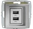 Розетка USB -зарядка Mono Electric 2-гнезда L/D механизм серебро 500-002105-178 1