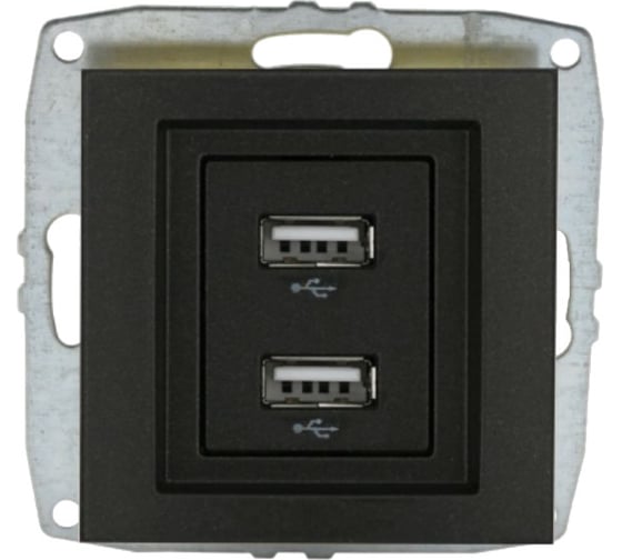 Розетка USB -зарядка Mono Electric 2-гнезда L/D механизм графит 500-002005-178