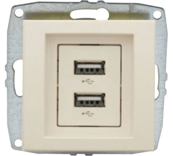 Розетка USB -зарядка Mono Electric 2-гнезда L/D механизм крем 500-001705-178 1