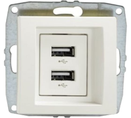 Розетка USB -зарядка Mono Electric 2-гнезда L/D механизм слоновая кость 500-000105-178