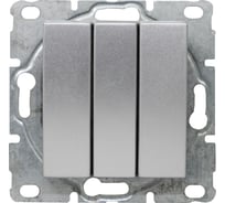 Выключатель Рим Серебристый трехклавишный без рамки Metronex Electric FVK010126SRM
