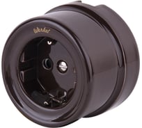 Розетка с заземлением и шторками WERKEL W5671114 коричневый Ретро a051053