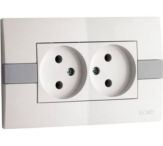 2-я розетка MONO ELECTRIC Eco без заземления, Белый/Серый 101-010205-121