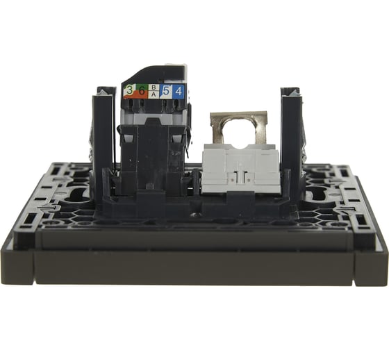 Двойная розетка RJ11+RJ45 IEK FORTEPIANO категория 5E FP335 серый FP-KT20-O-1-K03
