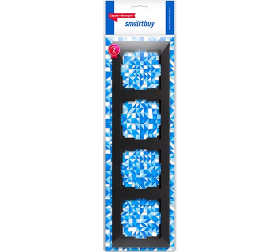 Рамка 4-местная Smartbuy пластик, черная, "Нептун" SBE-06b-Plastic-FR-4