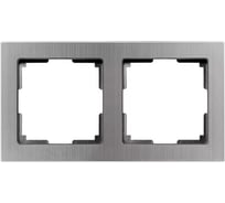 Рамка 2-местная Smartbuy пластик, серый никель, "Нептун" SBE-06gn-Metal-FR-2